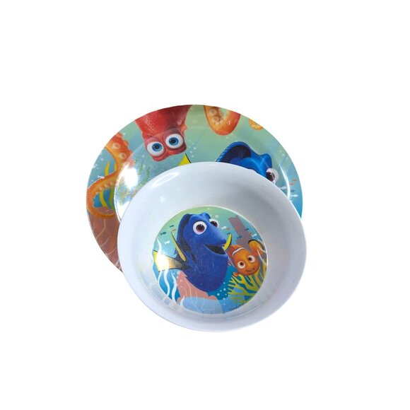 Finding Dory Kids Bowl & Plate Set By Zak! Durable Plastic Vibrant Colors Dishwa - Picture 1 of 5